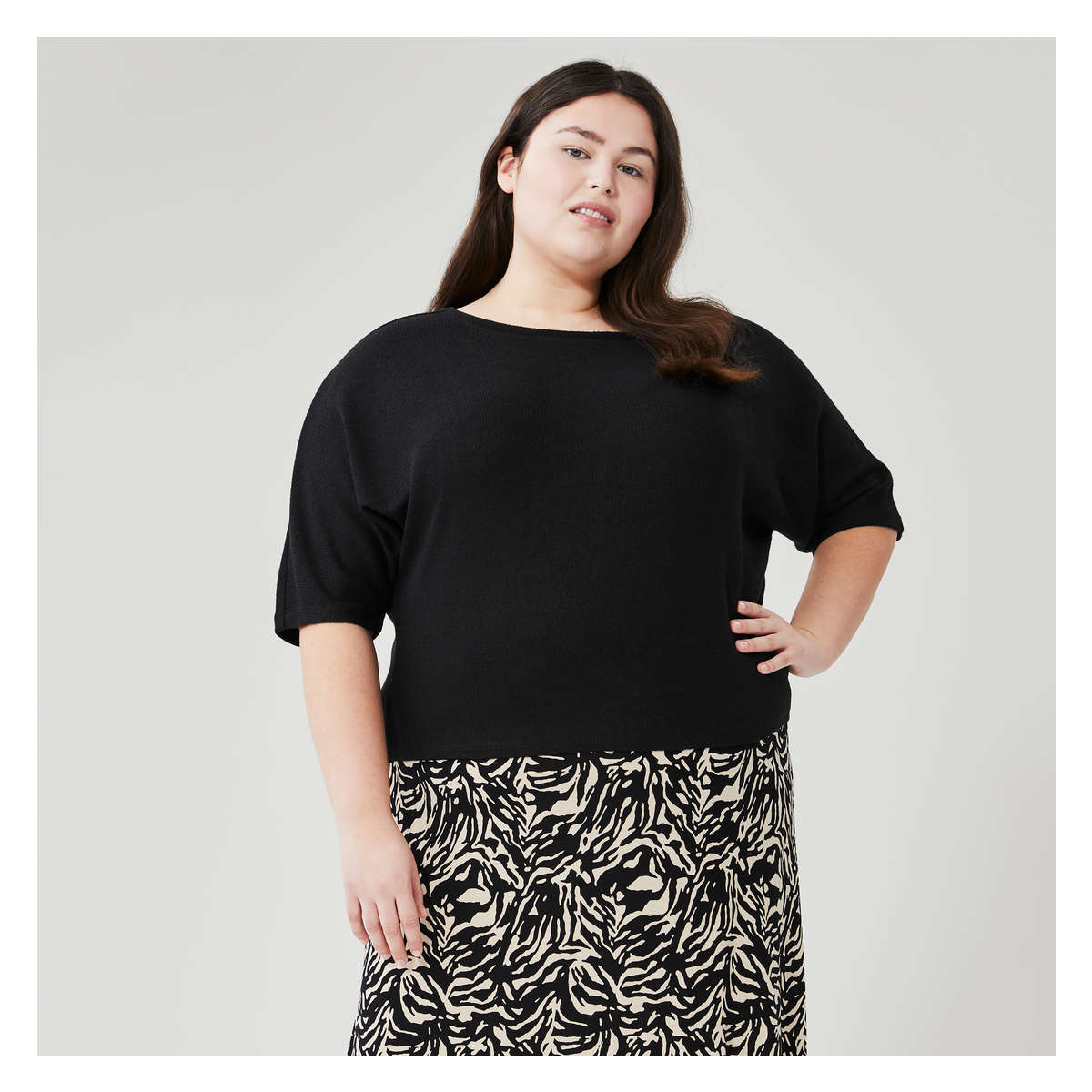 Women+ Dolman Sleeve Top in JF Black from Joe Fresh